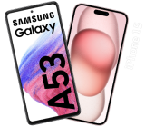 Samsung A53 y Iphone 15